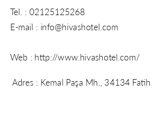 Hivas Hotel iletiim bilgileri